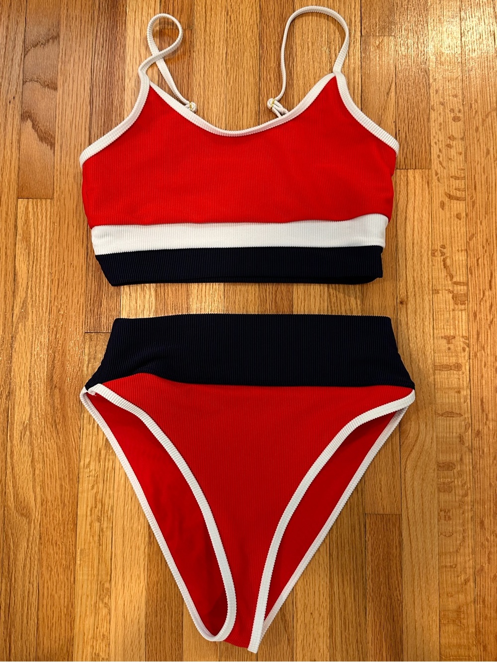 Beach Riot Red, Navy & White Two-Piece Bikini Set